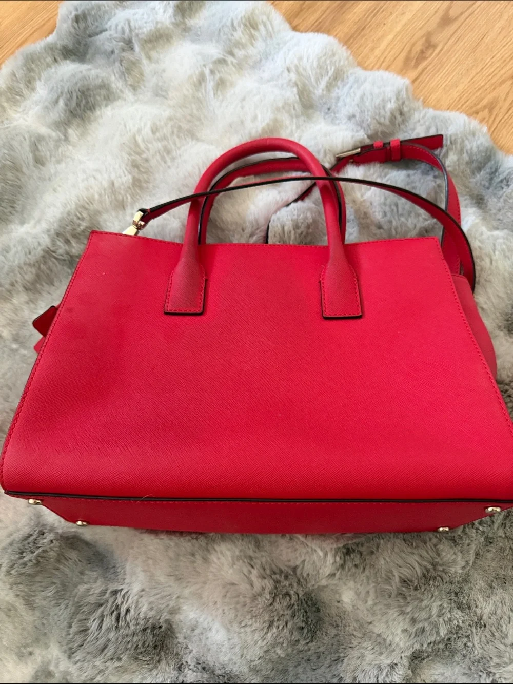 kate spade bright red saffiano leather satchel